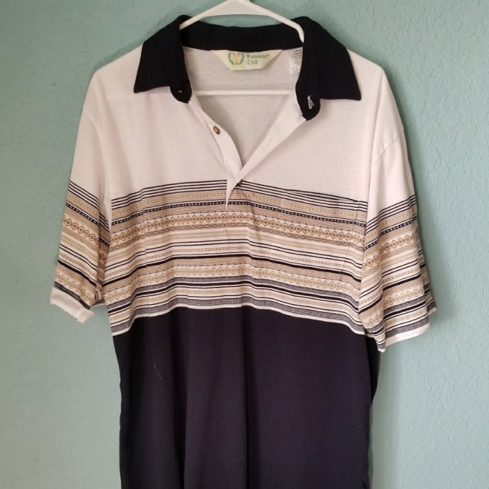 Palmland Club Men's Vintage Short Sleeve Polo Shirt Size L